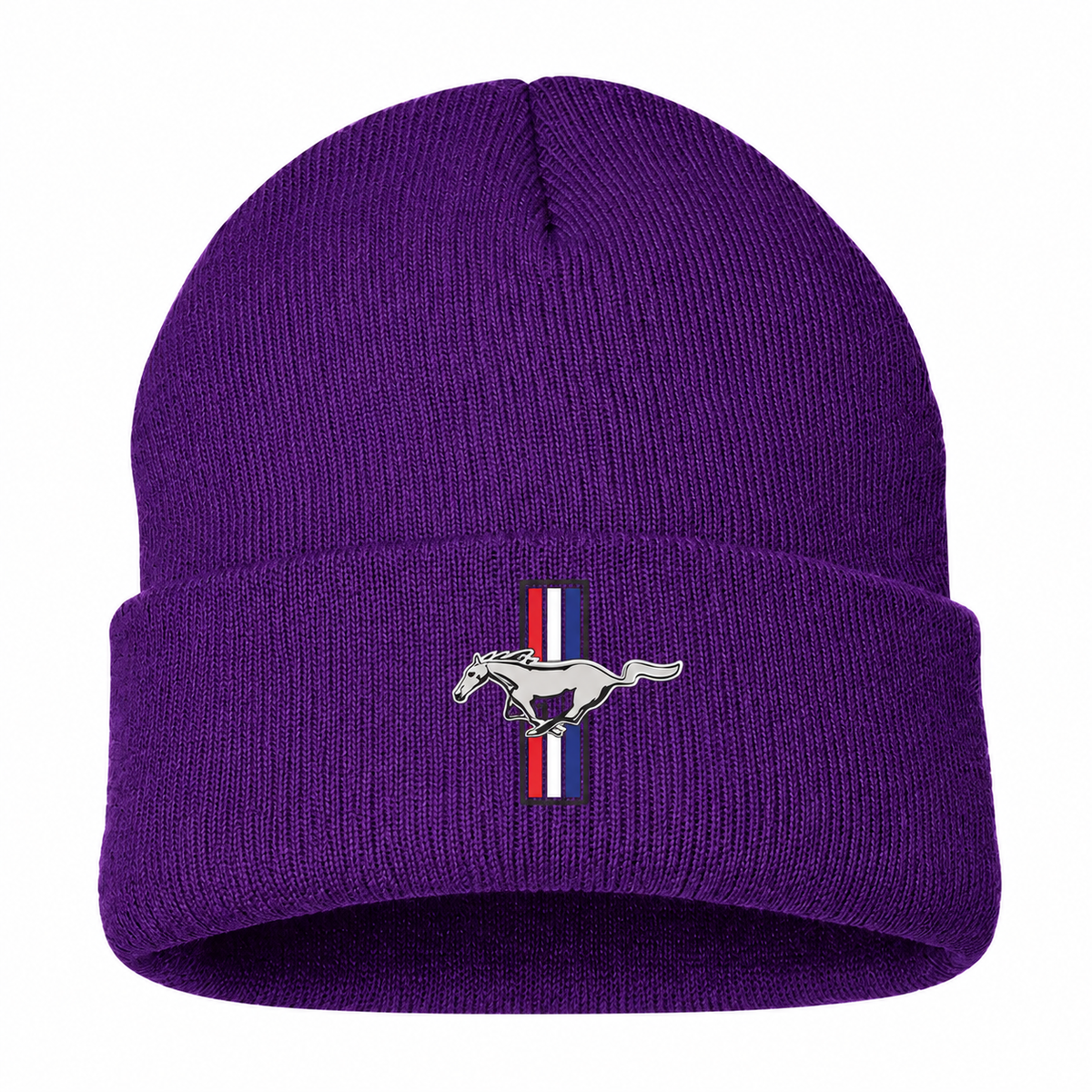 Ford Mustang New Beanie Hat — Purple — front main