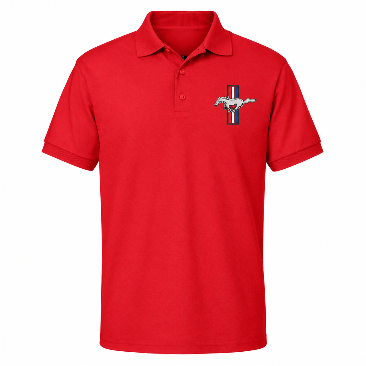 Men's Ford Mustang New Dry Blend Polo — Red — clean front main