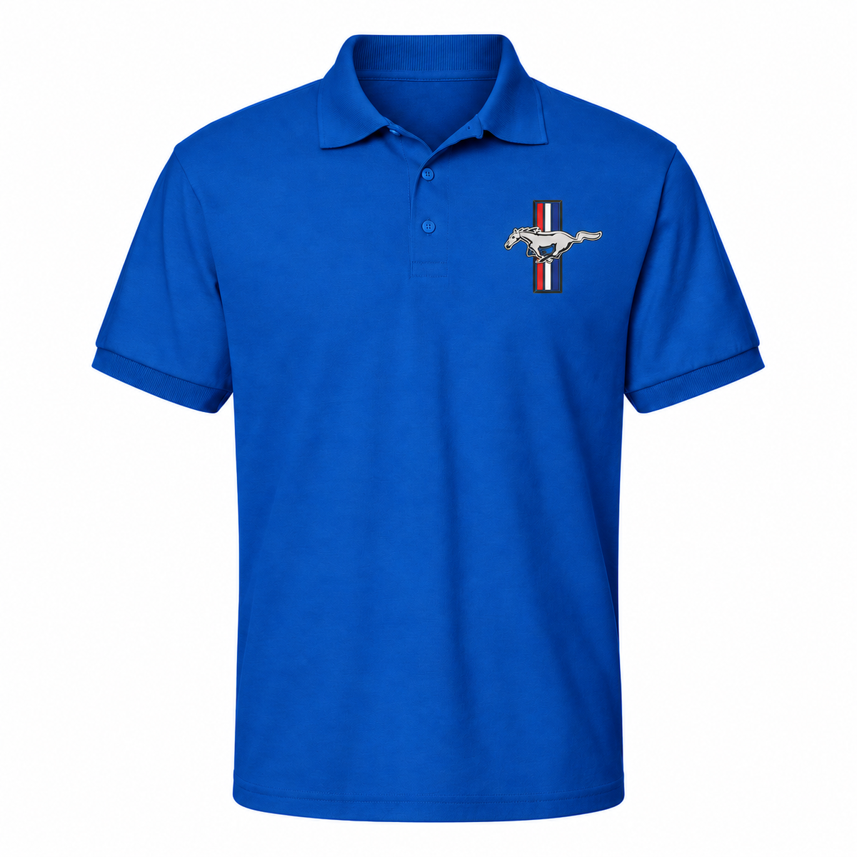 Men's Ford Mustang New Dry Blend Polo — Royal Blue — clean front main