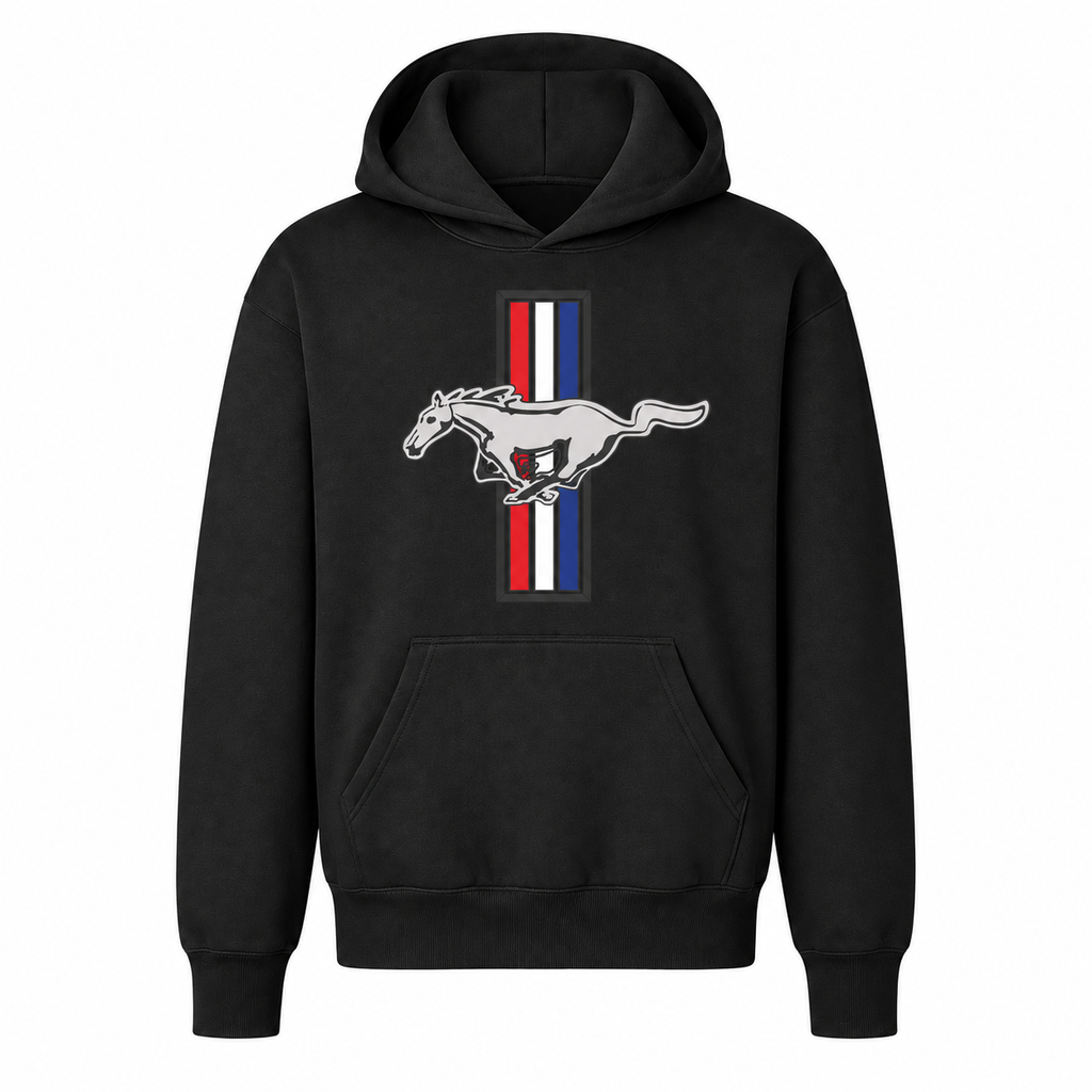 Ford Mustang New Black youth hoodie main front view