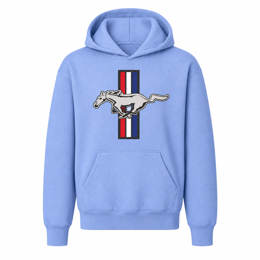 Ford Mustang New Light Blue youthhoodie main front view