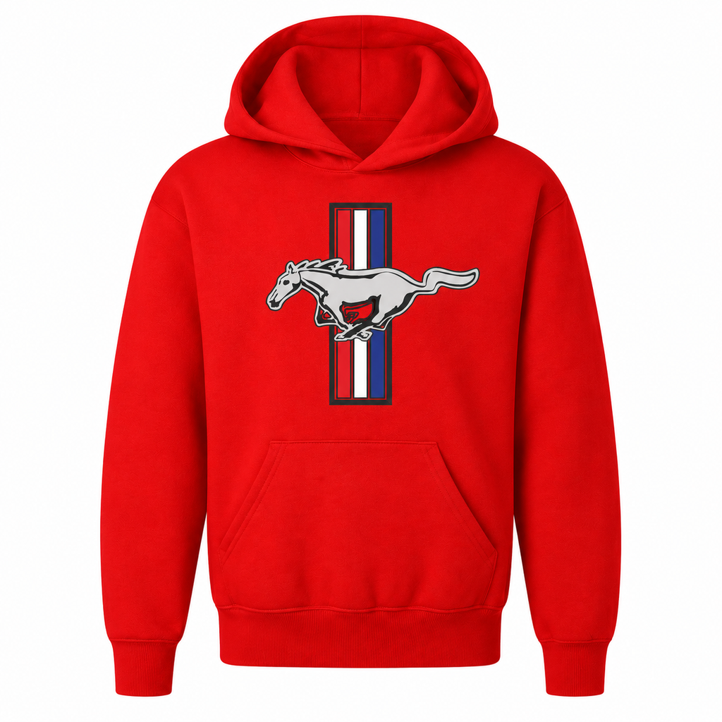 Ford Mustang New Red youth hoodie main front view