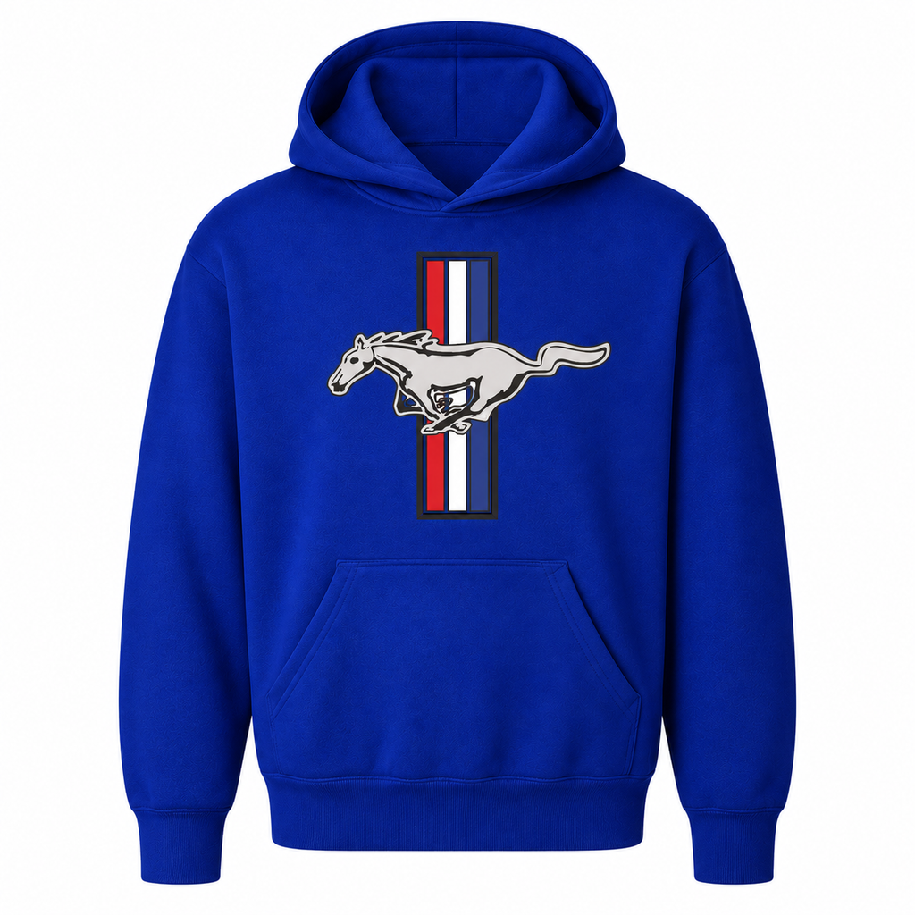 Ford Mustang New Royal Blue youth hoodie main front view