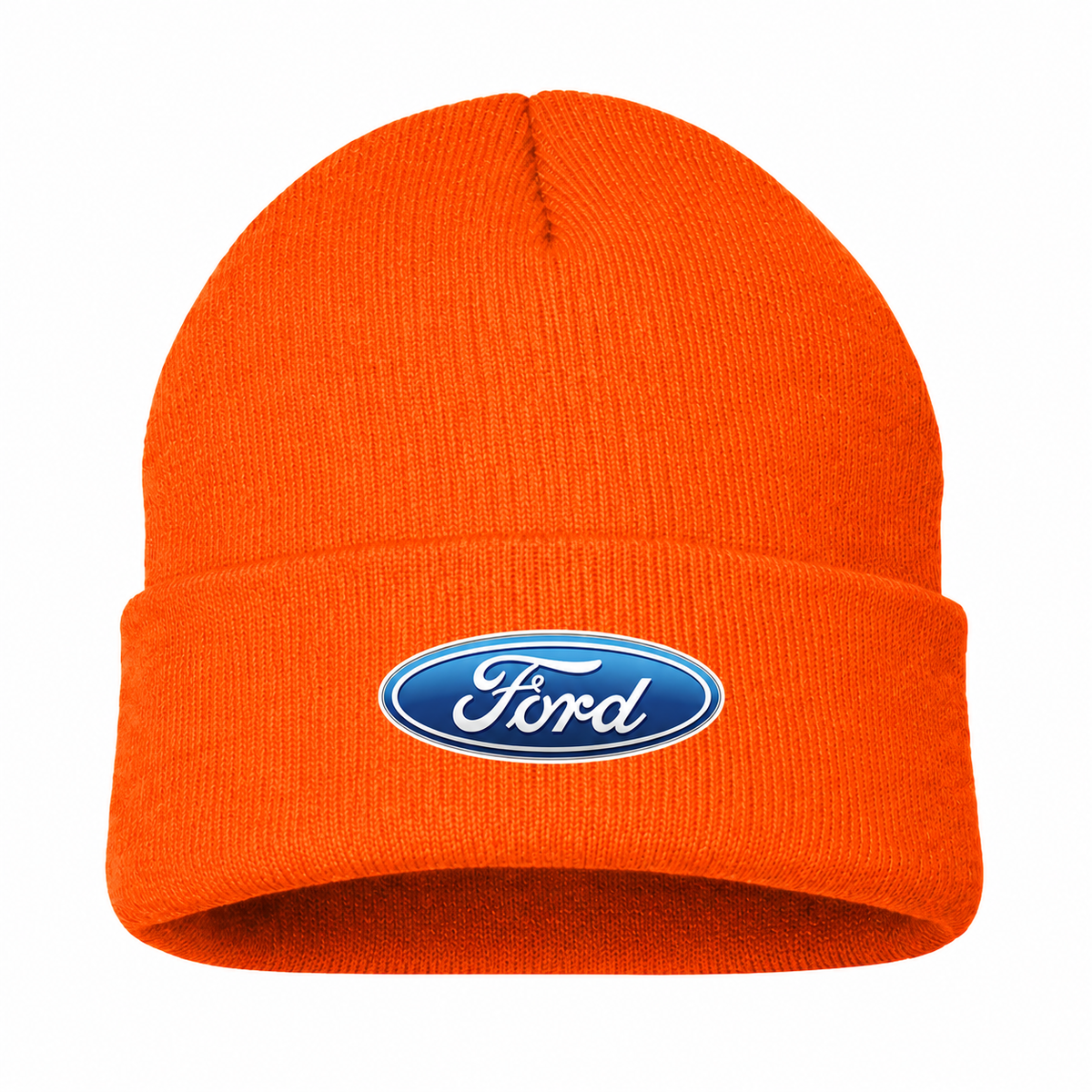 Men's Ford Beanie Hat — Orange — clean front main