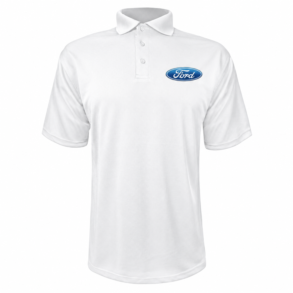 Men’s Ford Car Polyester Polo - White