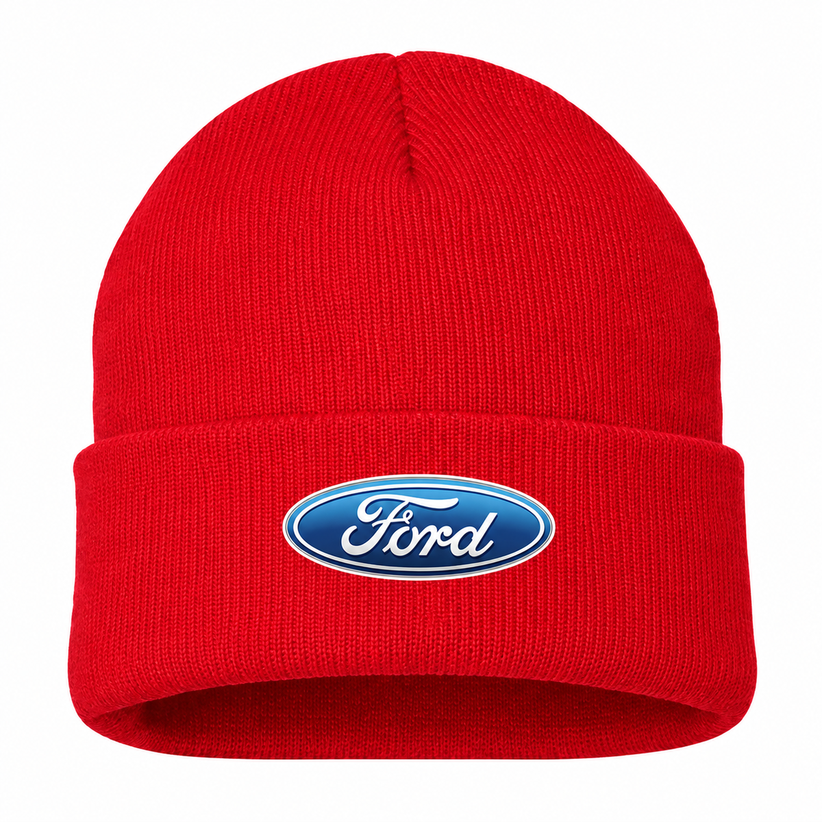 Men's Ford Beanie Hat — Red — clean front main