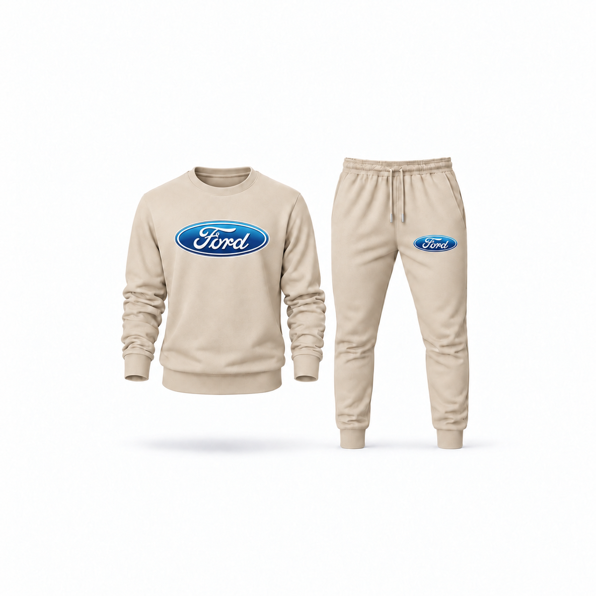 Men's Ford Sweatshirt Joggers Set | Color: Tan | Main