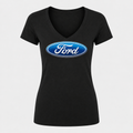 Women’s Ford Car V-Neck T-Shirt - Black