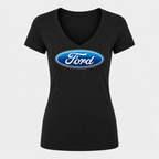 Women’s Ford Car V-Neck T-Shirt - Black