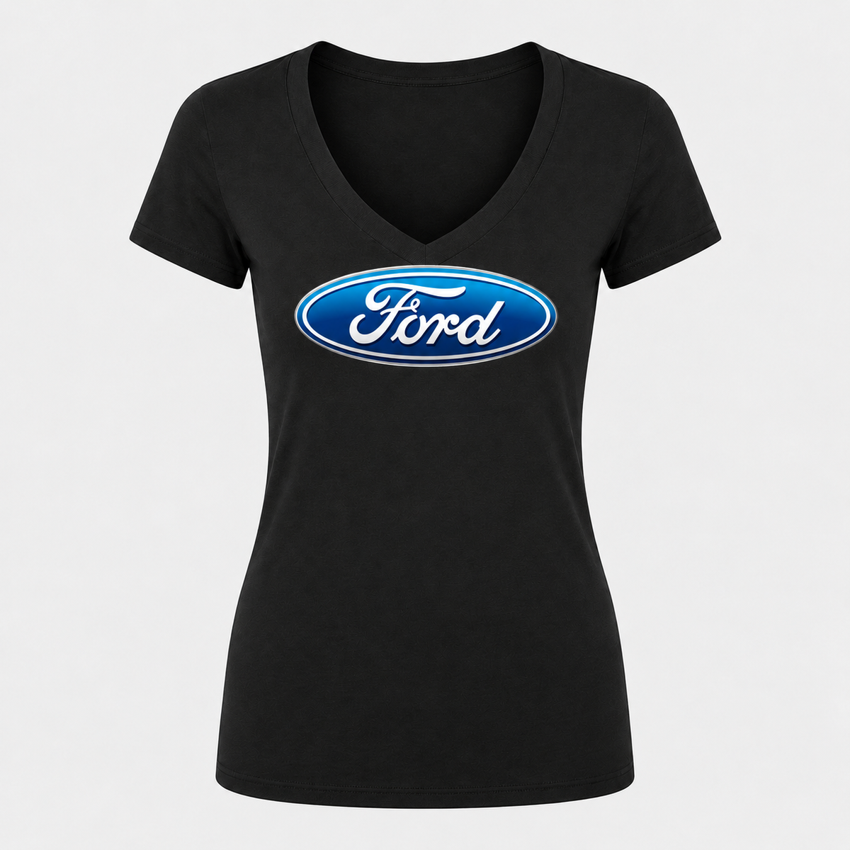 Women’s Ford Car V-Neck T-Shirt - Black