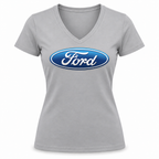 Women’s Ford Car V-Neck T-Shirt - Gray