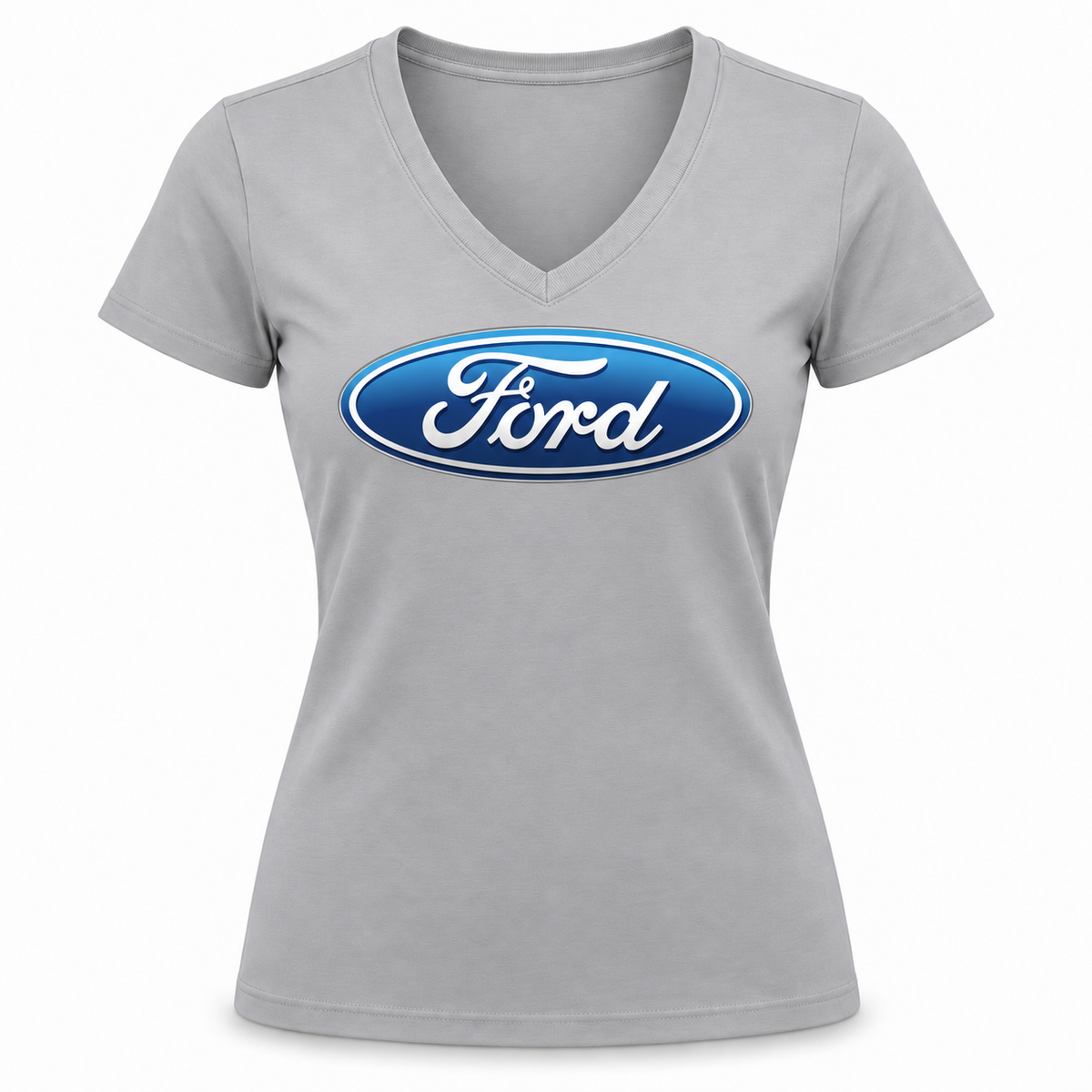 Women’s Ford Car V-Neck T-Shirt - Gray
