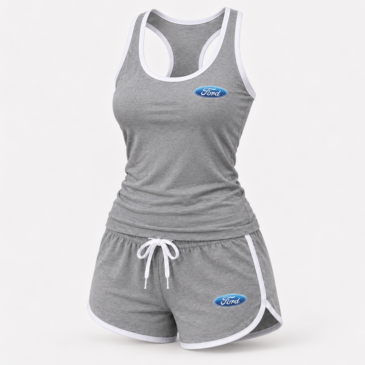 Ford women's tanktop and shorts set Angle | Color: Grey |