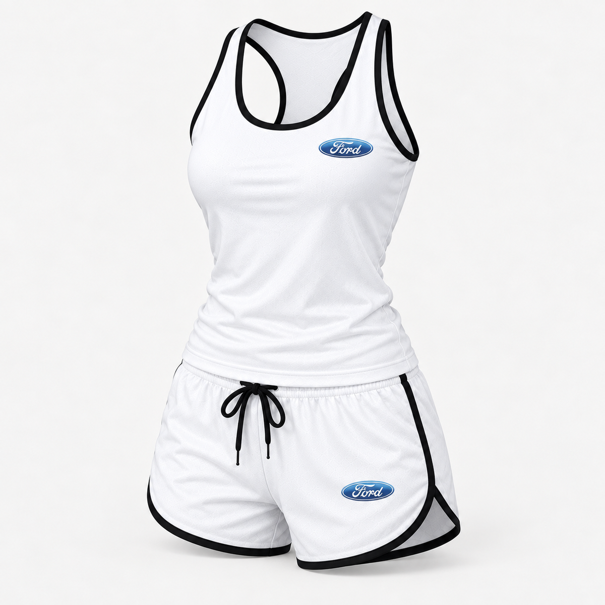 Ford women's tanktop and shorts set Angle | Color: White |