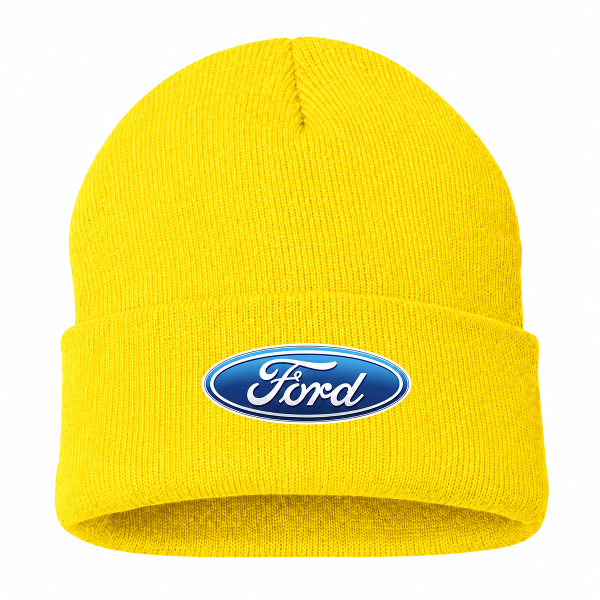Men's Ford Beanie Hat — Yellow — clean front main