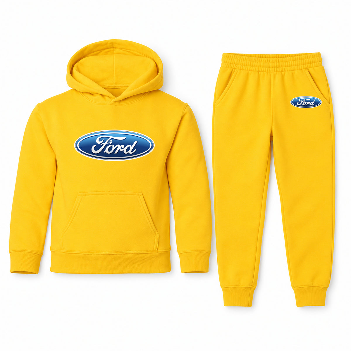 Ford youth hoodie jogger set, Yellow, Youth Large ages 10–12