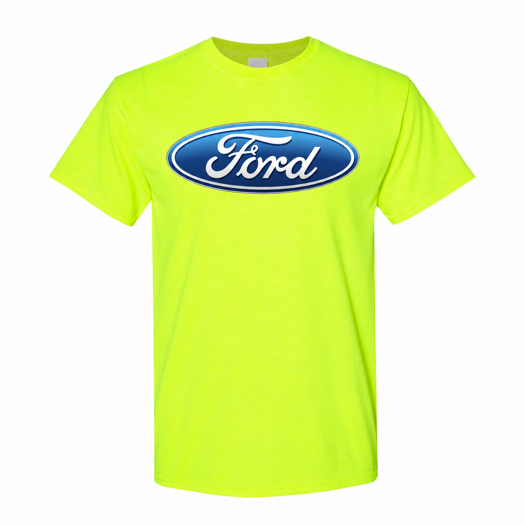 Youth Kids Ford Car Cotton T-Shirt - Safety Green