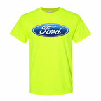 Youth Kids Ford Car Cotton T-Shirt - Safety Green