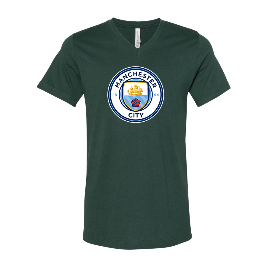 Men’s  Manchester City Soccer - BELLA + CANVAS - Jersey V-Neck Tee - 3005
