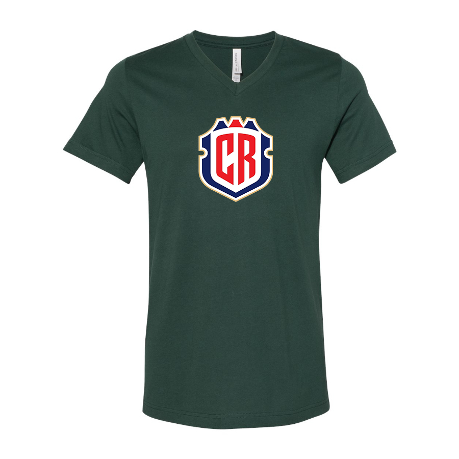 Men’s Costa Rica National Soccer Team - BELLA + CANVAS - Jersey V-Neck Tee - 3005