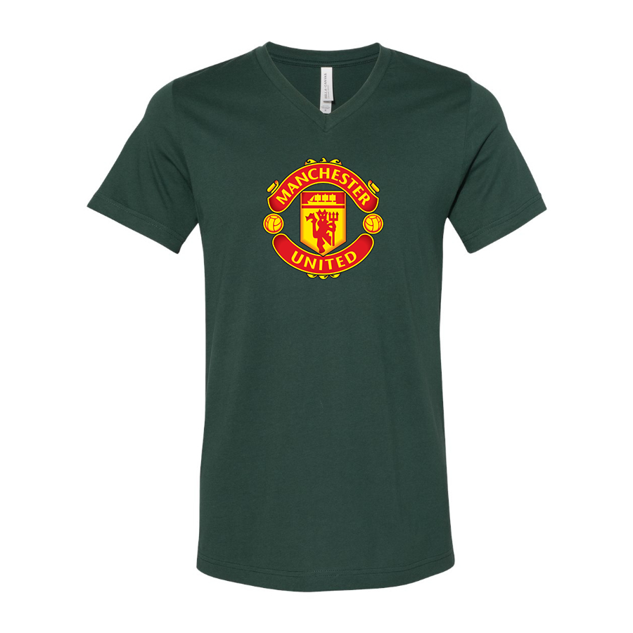 Men’s  Manchester United Soccer - BELLA + CANVAS - Jersey V-Neck Tee - 3005