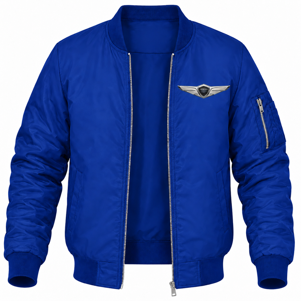 Men’s Genesis Car Lightweight Bomber Jacket Windbreaker Softshell Varsity Jacket Coat - Blue