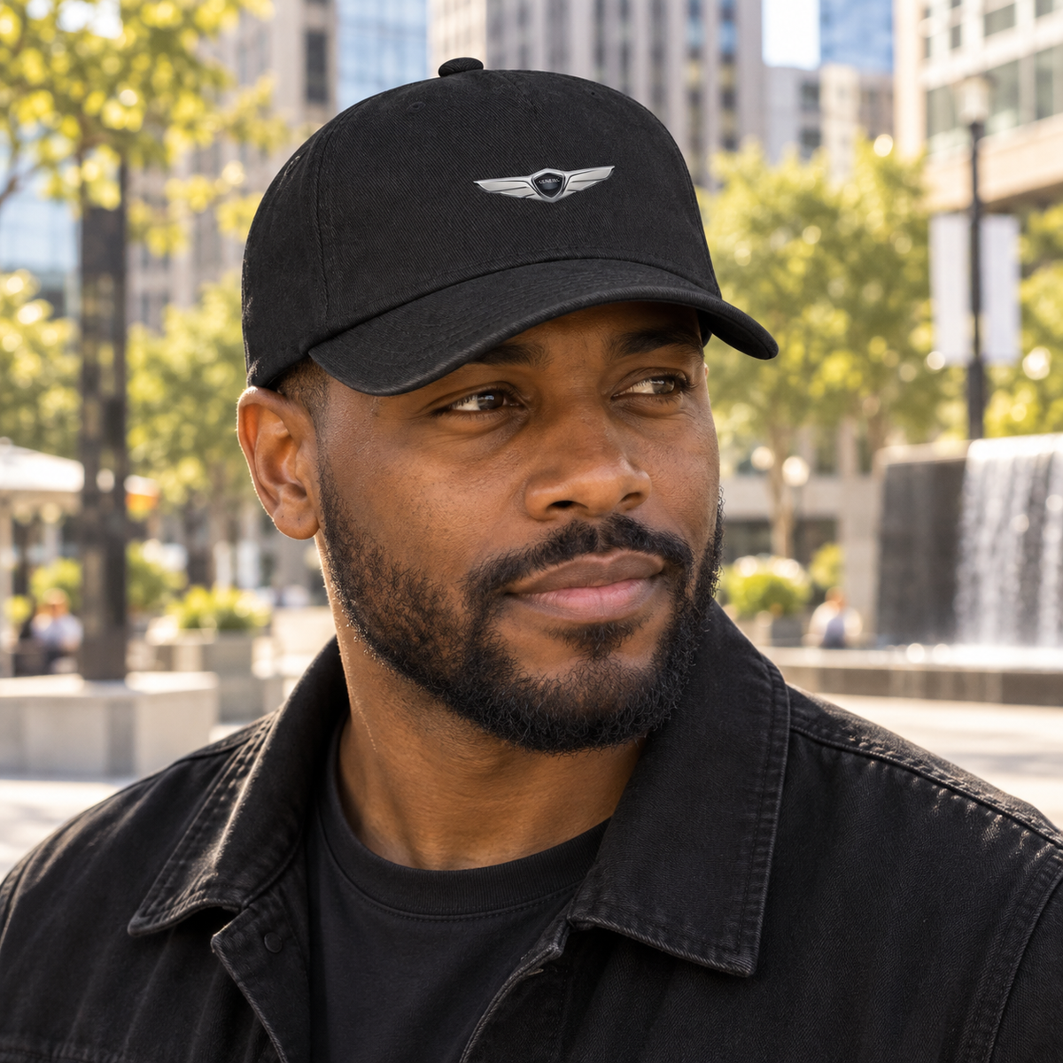 Genesis Car Dad Baseball Cap Hat | Color: Black | Image 1