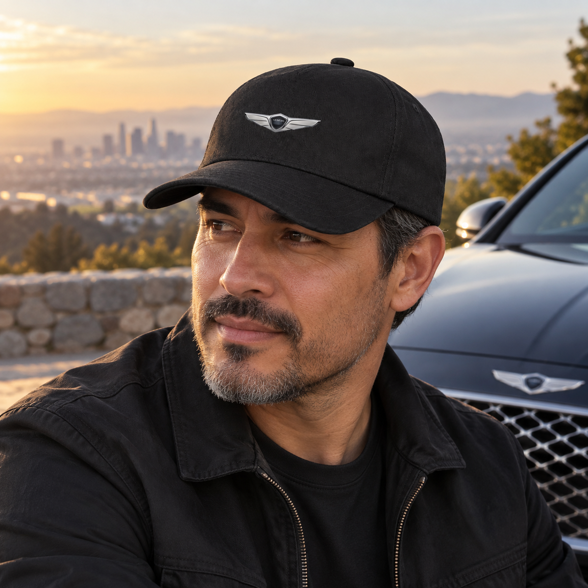 Genesis Car Dad Baseball Cap Hat | Color: Black | Image 2