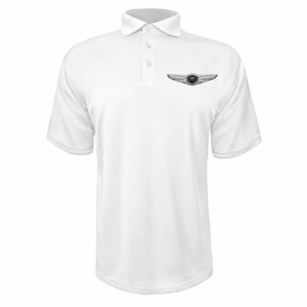 Men’s Genesis Car Polyester Polo - White