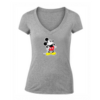 Women's Mickey Mouse Cartoon V-Neck T-Shirt
