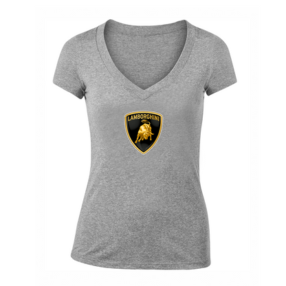 Women's Lamborghini Car V-Neck T-Shirt