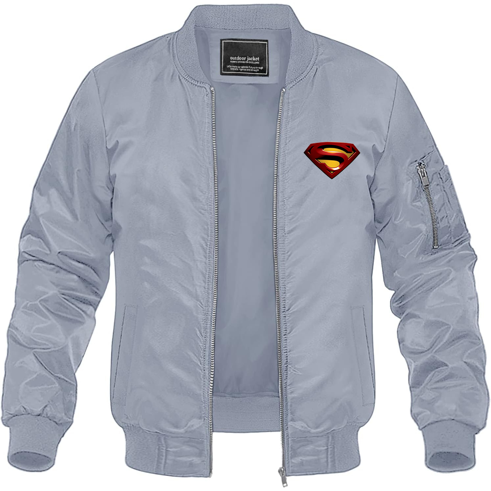 Men's Superman Superhero Lightweight Bomber Jacket Windbreaker Softshell Varsity Jacket Coat
