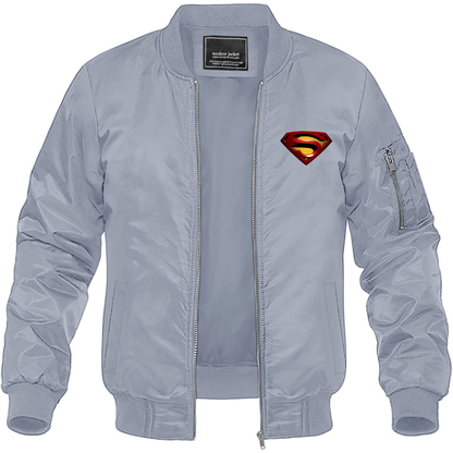Men's Superman Superhero Lightweight Bomber Jacket Windbreaker Softshell Varsity Jacket Coat