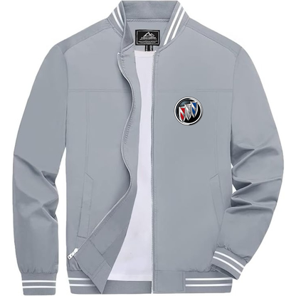 Men’s Buick Car Lightweight Zip-Up Bomber Jacket with Ribbed Collar and Cuffs - Versatile Casual Outerwear