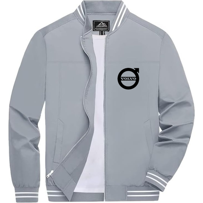 Men’s Volvo Car Lightweight Zip-Up Bomber Jacket with Ribbed Collar and Cuffs - Versatile Casual Outerwear