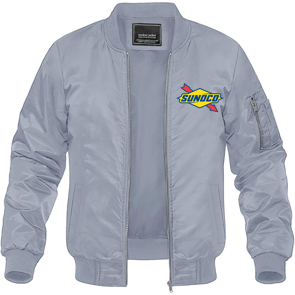 Men's Sunoco Gas Station Lightweight Bomber Jacket Windbreaker Softshell Varsity Jacket Coat