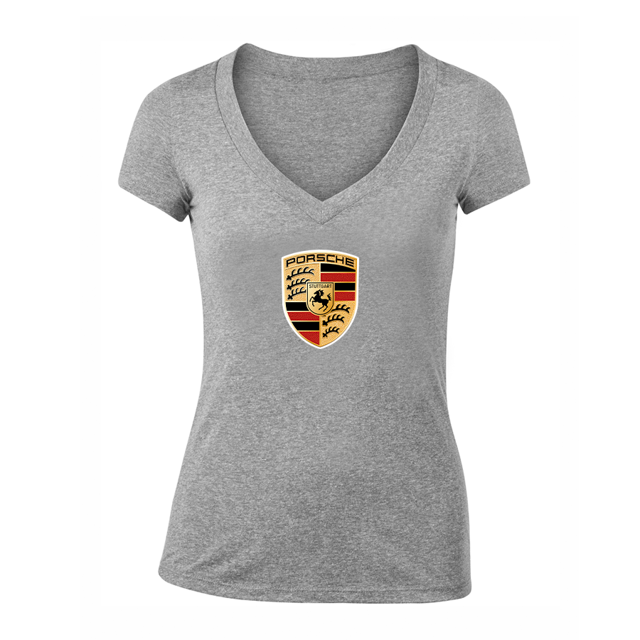 Women's Porsche Car V-Neck T-Shirt