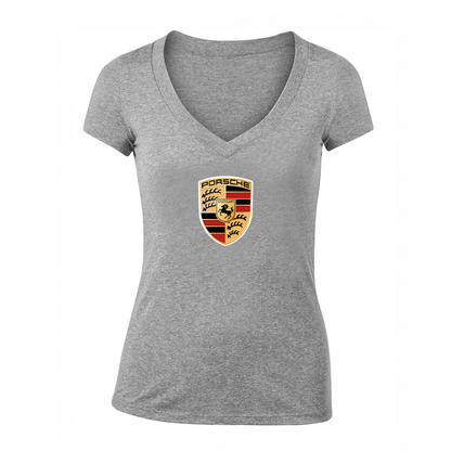 Women's Porsche Car V-Neck T-Shirt