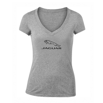 Women's Jaguar Symbol Car V-Neck T-Shirt