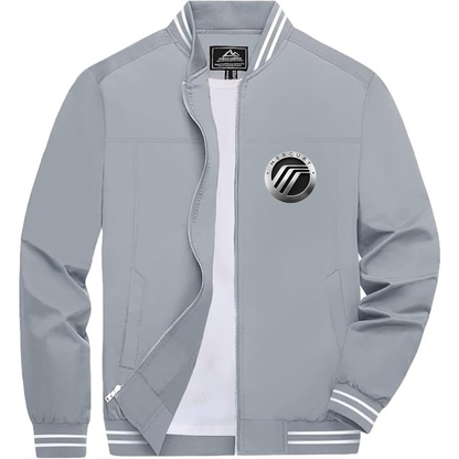 Men’s Mercury Car Lightweight Zip-Up Bomber Jacket with Ribbed Collar and Cuffs - Versatile Casual Outerwear