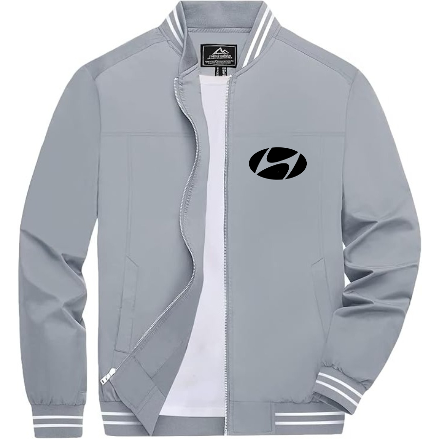 Men’s Hyundai Car NEW Lightweight Zip-Up Bomber Jacket with Ribbed Collar and Cuffs - Versatile Casual Outerwear