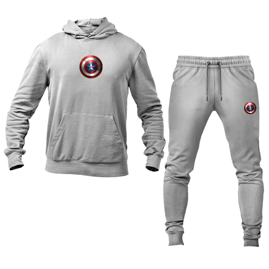 Men's Captain America Superhero Logo Hoodie Joggers Set