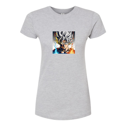 Women’s Goku Fire Dragon Ball Z Cartoon Round Neck T-Shirt