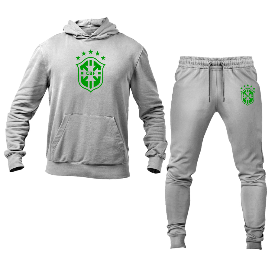 Men's Brazil Soccer Logo Hoodie Joggers Set