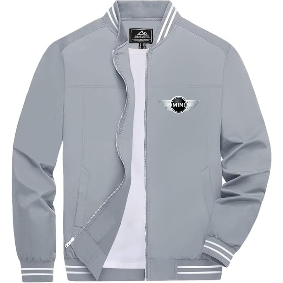 Men’s Mini Cooper Car NEW Lightweight Zip-Up Bomber Jacket with Ribbed Collar and Cuffs - Versatile Casual Outerwear