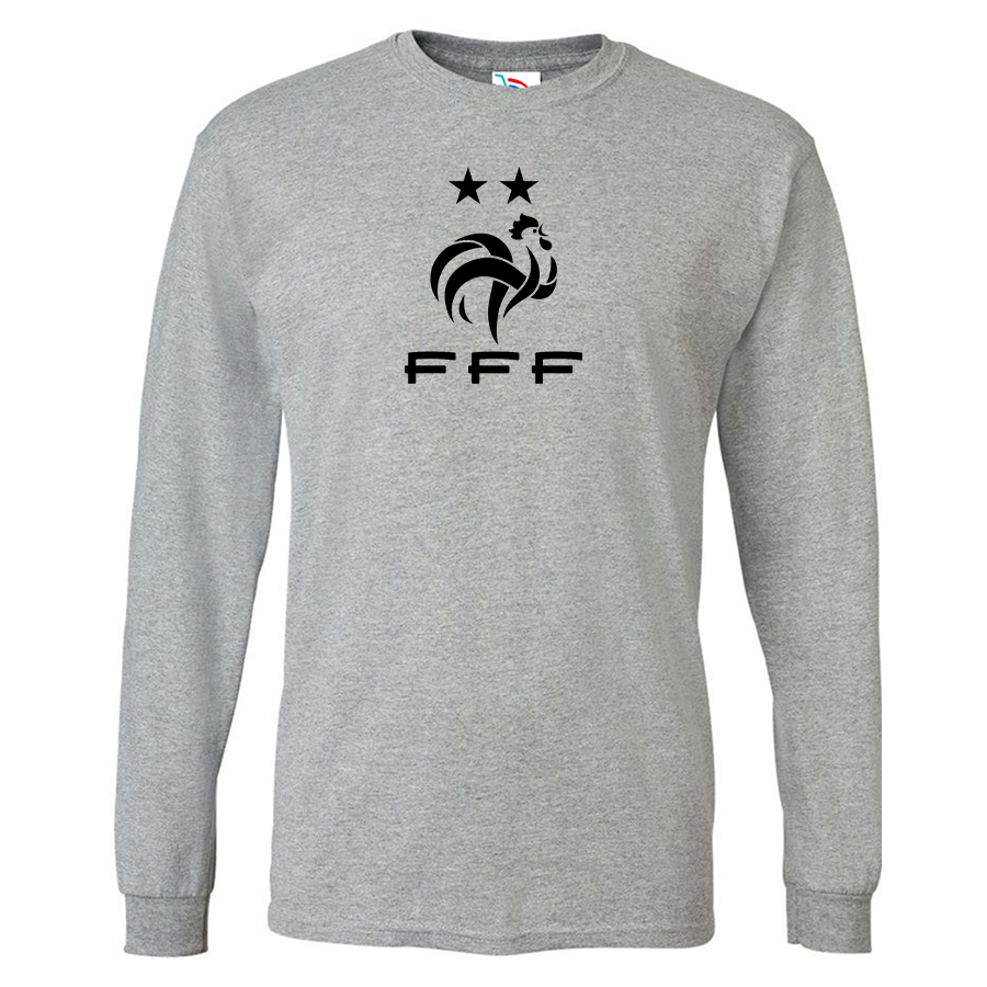 Youth Kids France Soccer Long Sleeve T-Shirt