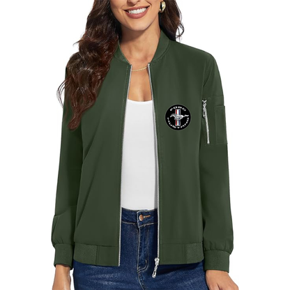 Women's Ford Mustang Motorsport Supercars - Premium Bomber Jacket with Polished Detailing and Functional Sleeve Pocket - Modern Luxury Outerwear