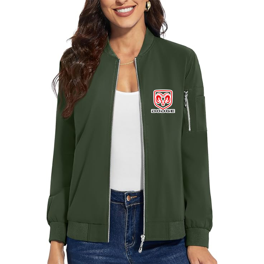 Women's Dodge Car - Premium Bomber Jacket with Polished Detailing and Functional Sleeve Pocket - Modern Luxury Outerwear