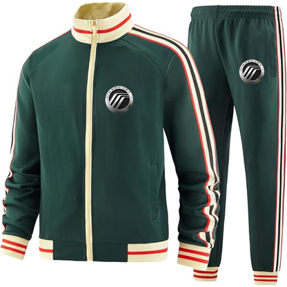 Men's Mercury Car - Premium Two-Piece Designer Tracksuit with Bold Striped Accents and Zippered Front - Elevated Athletic Wear