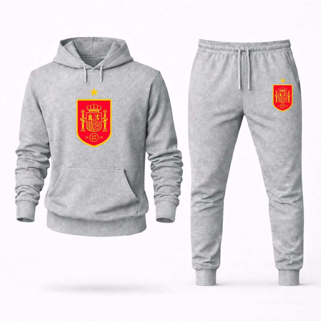 Men's Spain Red Logo National Soccer Team Hoodie Joggers Set
